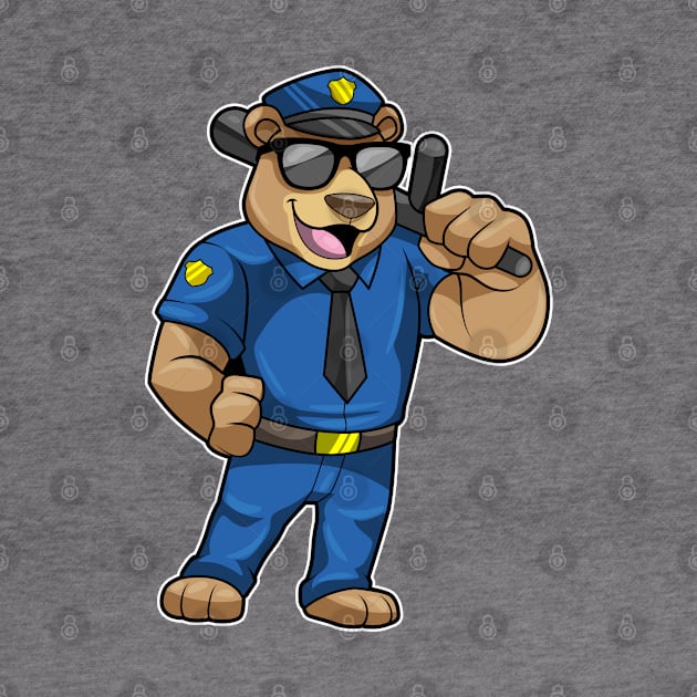 Bear as Police officer with Police uniform & Baton by Markus Schnabel